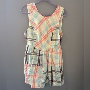 NWT Anthropologie LyreBird Plaid Nap Mini Dress Easter Cottage Coquette Medium